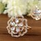 4 Gold Metal Rose Flower Napkin Rings Rhinestones Party Events Home Decorations